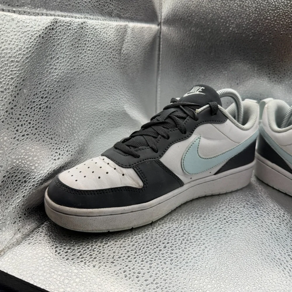 Size 6Y Nike Court Borough Low Anthracite White Blue Kids Sneakers HQ3258-060‎
